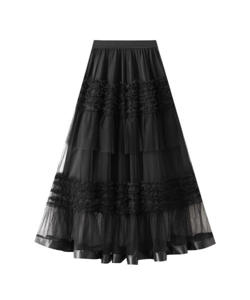 Mejoul（メジュール）の「【2026春夏新作】シアーフリル ティアードボリュームチュールロングスカート（スカート・レディース・ホワイト/ブラック・F）」の20枚目の写真