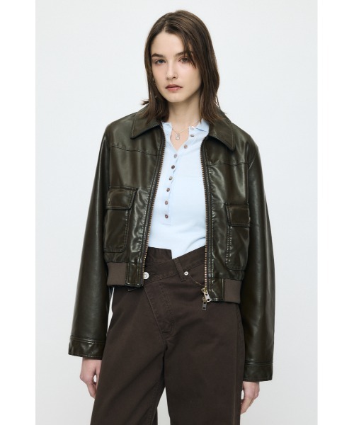 MOUSSY(マウジー)の「【26年SS新作】COMPACT F/LEATHER ブルゾン(ブルゾン・レディース・ダークブラウン/ブラウン系その他/ブラック・FREE)」の3枚目の写真