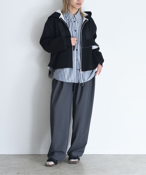 Eimee Law（エイミーロウ）の「ボンディング ジップフリルフーディ（パーカー・レディース・ライトグレー/ブラック/アイボリー・FREE）」の17枚目の写真