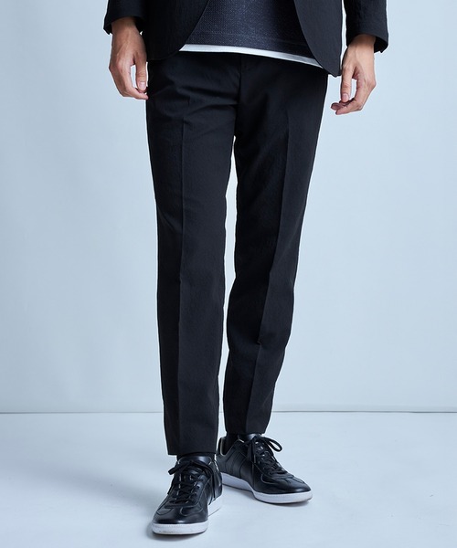 UNION STATION（ユニオンステーション）の「【洗える/ストレッチ】テックチリメンスリムイージースラックス（スラックス・メンズ・ブラック/ベージュ・S/M/L）」の2枚目の写真