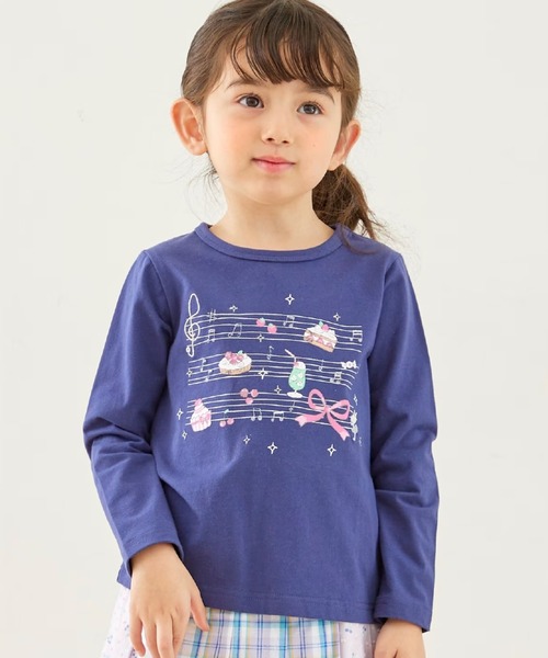 KP(ケーピー)の「【GOOD PRICE】 スイーツミュージック 長袖Tシャツ(Tシャツ/カットソー・キッズ・ネイビー/ミント・120cm/130cm/140cm/90cm/100cm/110cm)」の1枚目の写真