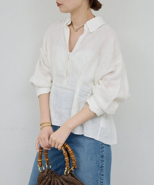 GALLARDAGALANTE（ガリャルダガランテ）の「【WEB限定】【大人気につきリバイバル】ウエストシェイプシャツ（シャツ/ブラウス・レディース・ホワイト/ブラウン/ピンク/ブラック・FREE）」の2枚目の写真