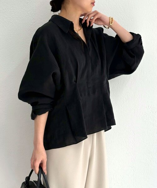 GALLARDAGALANTE（ガリャルダガランテ）の「【WEB限定】【大人気につきリバイバル】ウエストシェイプシャツ（シャツ/ブラウス・レディース・ホワイト/ブラウン/ピンク/ブラック・FREE）」の3枚目の写真