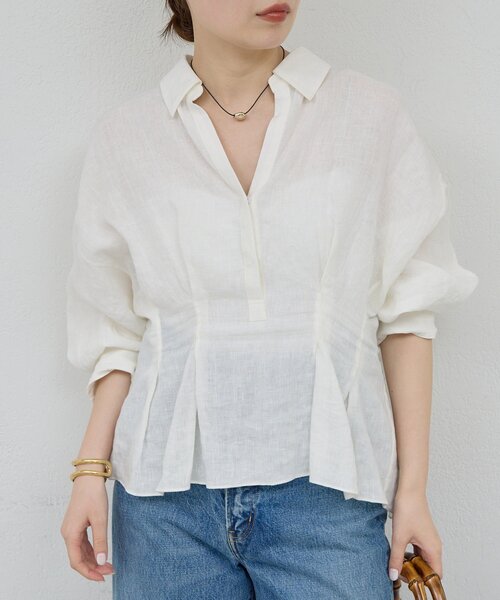 GALLARDAGALANTE（ガリャルダガランテ）の「【WEB限定】【大人気につきリバイバル】ウエストシェイプシャツ（シャツ/ブラウス・レディース・ホワイト/ブラウン/ピンク/ブラック・FREE）」の5枚目の写真