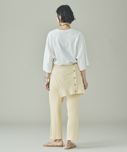 Curensology（カレンソロジー）の「Curensology(カレンソロジー)/ローシルクケーブルニットパンツ（その他パンツ・レディース・クリーム/ブラック・FREE）」の8枚目の写真