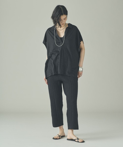 Curensology（カレンソロジー）の「Curensology(カレンソロジー)/ローシルクケーブルニットパンツ（その他パンツ・レディース・クリーム/ブラック・FREE）」の14枚目の写真