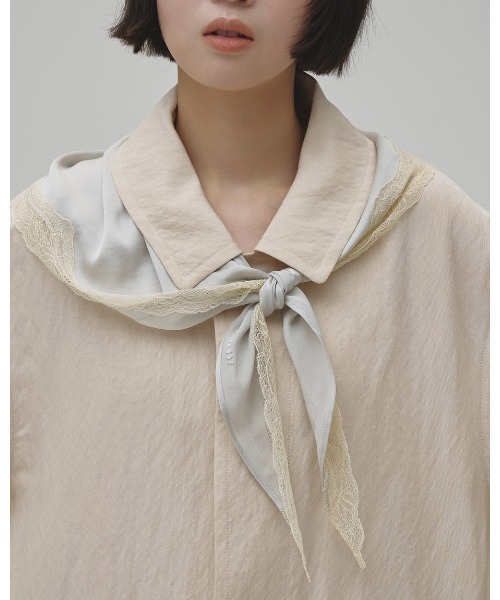 TODAYFUL（トゥデイフル）の「Satin Lace Scarf（バンダナ/スカーフ・レディース・ミント/ブラック/アイボリー・FREE）」の6枚目の写真