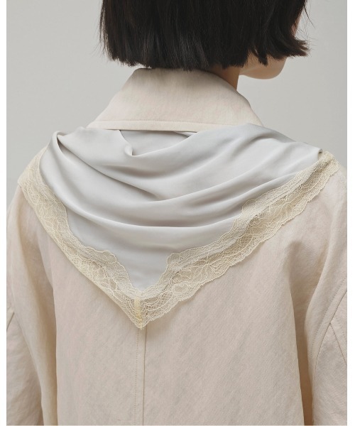 TODAYFUL（トゥデイフル）の「Satin Lace Scarf（バンダナ/スカーフ・レディース・ミント/ブラック/アイボリー・FREE）」の14枚目の写真