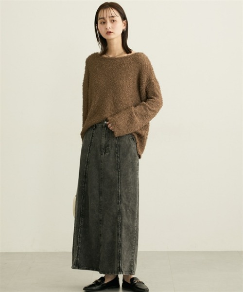 nissen（ニッセン）の「デニム切替フリンジロングスカート（デニムスカート・レディース・ブラック/ブルー・M/L）」の7枚目の写真