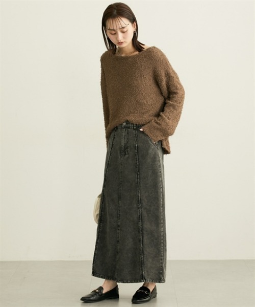 nissen（ニッセン）の「デニム切替フリンジロングスカート（デニムスカート・レディース・ブラック/ブルー・M/L）」の8枚目の写真