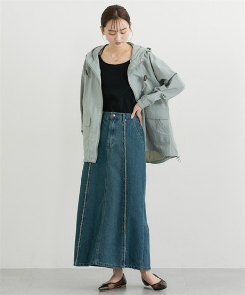 nissen（ニッセン）の「デニム切替フリンジロングスカート（デニムスカート・レディース・ブラック/ブルー・M/L）」の11枚目の写真