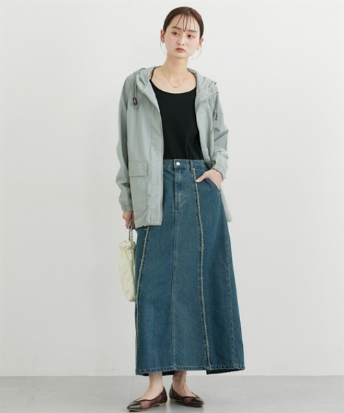 nissen（ニッセン）の「デニム切替フリンジロングスカート（デニムスカート・レディース・ブラック/ブルー・M/L）」の12枚目の写真