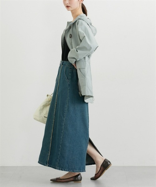 nissen（ニッセン）の「デニム切替フリンジロングスカート（デニムスカート・レディース・ブラック/ブルー・M/L）」の14枚目の写真