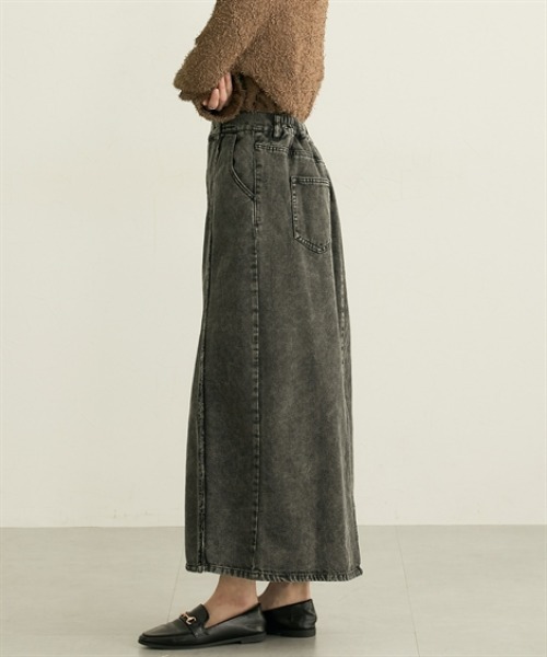 nissen（ニッセン）の「デニム切替フリンジロングスカート（デニムスカート・レディース・ブラック/ブルー・M/L）」の17枚目の写真