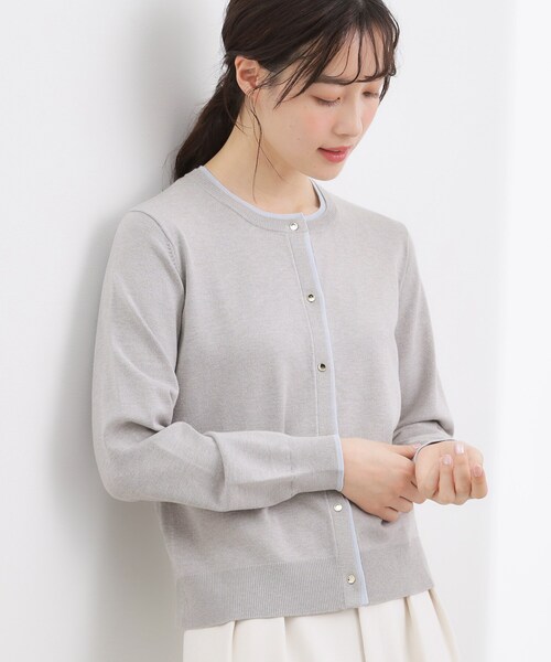 grove(グローブ)の「レイヤード風配色カーディガン(カーディガン/ボレロ・レディース・グリーン系/ライトグレー/ネイビー・02/03/05/04/01)」の2枚目の写真