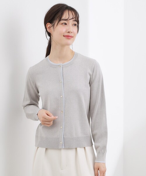 grove(グローブ)の「レイヤード風配色カーディガン(カーディガン/ボレロ・レディース・グリーン系/ライトグレー/ネイビー・02/03/05/04/01)」の4枚目の写真