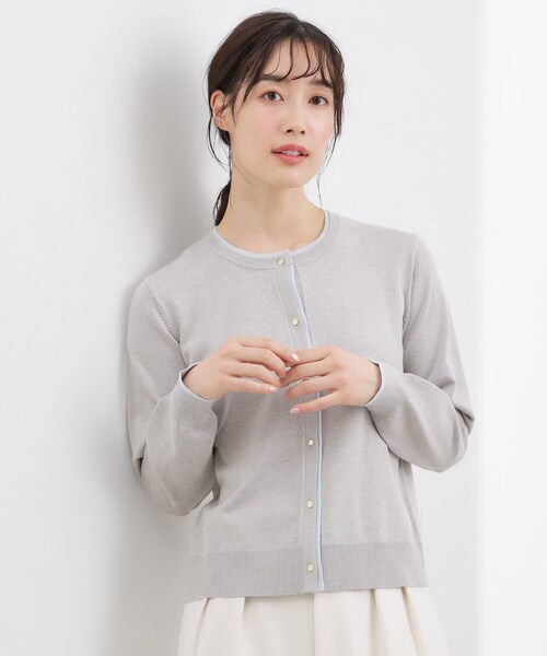 grove(グローブ)の「レイヤード風配色カーディガン(カーディガン/ボレロ・レディース・グリーン系/ライトグレー/ネイビー・02/03/05/04/01)」の5枚目の写真