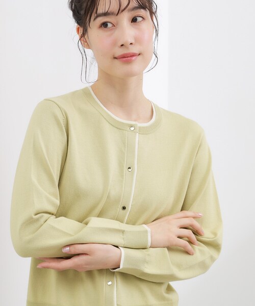 grove(グローブ)の「レイヤード風配色カーディガン(カーディガン/ボレロ・レディース・グリーン系/ライトグレー/ネイビー・02/03/05/04/01)」の8枚目の写真