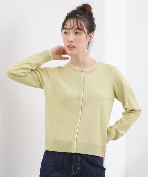 grove(グローブ)の「レイヤード風配色カーディガン(カーディガン/ボレロ・レディース・グリーン系/ライトグレー/ネイビー・02/03/05/04/01)」の9枚目の写真