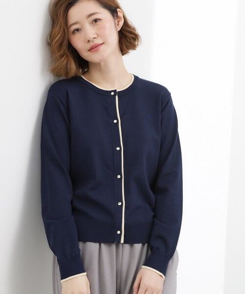 grove(グローブ)の「レイヤード風配色カーディガン(カーディガン/ボレロ・レディース・グリーン系/ライトグレー/ネイビー・02/03/05/04/01)」の12枚目の写真