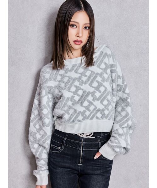 GGチェーンロゴラメニットトップス（ニット/セーター）｜GYDA