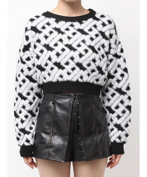 GYDA（ジェイダ）の「GGチェーンロゴラメニットトップス（ニット/セーター・レディース・オフホワイト/ピンク/ブラック・FREE）」の8枚目の写真