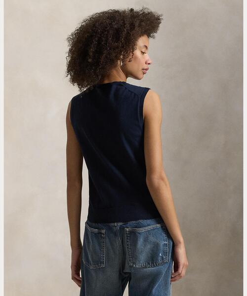 POLO RALPH LAUREN(ポロ ラルフ ローレン)の「スリーブレス クルーネック セーター(ニット/セーター・レディース・ブルー・XS/M/S/L)」の4枚目の写真
