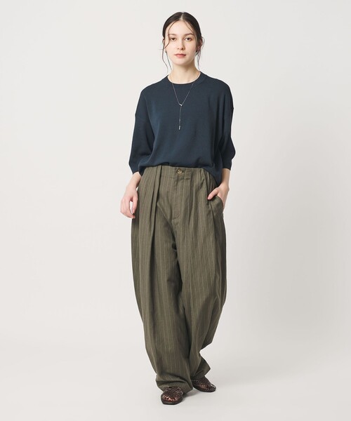 BEAUTY&YOUTH UNITED ARROWS（ビューティーアンドユースユナイテッドアローズ）の「ハーフスリーブ ニットプルオーバー ウォッシャブル（ニット/セーター・レディース・レッド/ネイビー/オフホワイト・FREE）」の3枚目の写真