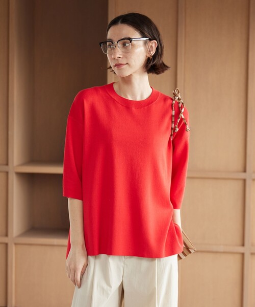 BEAUTY&YOUTH UNITED ARROWS（ビューティーアンドユースユナイテッドアローズ）の「ハーフスリーブ ニットプルオーバー ウォッシャブル（ニット/セーター・レディース・レッド/ネイビー/オフホワイト・FREE）」の20枚目の写真