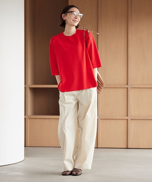 BEAUTY&YOUTH UNITED ARROWS（ビューティーアンドユースユナイテッドアローズ）の「ハーフスリーブ ニットプルオーバー ウォッシャブル（ニット/セーター・レディース・レッド/ネイビー/オフホワイト・FREE）」の21枚目の写真