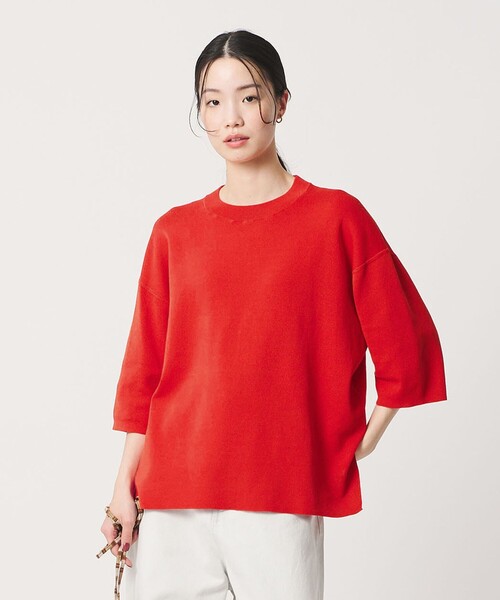 BEAUTY&YOUTH UNITED ARROWS（ビューティーアンドユースユナイテッドアローズ）の「ハーフスリーブ ニットプルオーバー ウォッシャブル（ニット/セーター・レディース・レッド/ネイビー/オフホワイト・FREE）」の16枚目の写真