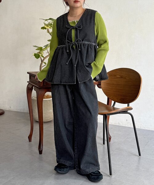CPCM（シーピーシーエム）の「デニムビスチェセットアップ（ワンピース・レディース・ネイビー/ブラック/ブルー・FREE）」の17枚目の写真