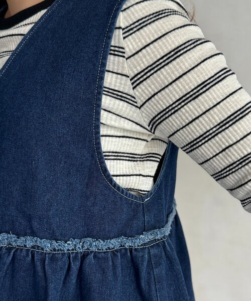 CPCM（シーピーシーエム）の「デニムビスチェセットアップ（ワンピース・レディース・ネイビー/ブラック/ブルー・FREE）」の4枚目の写真