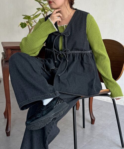 CPCM（シーピーシーエム）の「デニムビスチェセットアップ（ワンピース・レディース・ネイビー/ブラック/ブルー・FREE）」の16枚目の写真