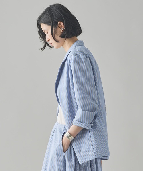 Curensology(カレンソロジー)の「Curensology(カレンソロジー)/<C.S.G>ストライプジャケット(テーラードジャケット・レディース・サックスブルー・FREE)」の9枚目の写真