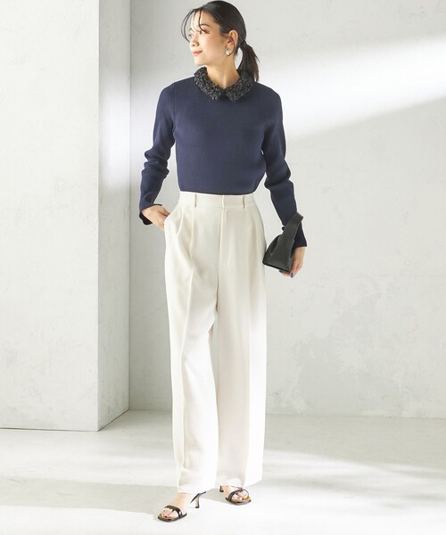 SHIPS(シップス)の「〈接触冷感 / UVカット〉Refinel セミ ワイド パンツ(セレモニー対応可)(その他パンツ・レディース・ベージュ系/アイボリー/ネイビー・40/38/36/34)」の22枚目の写真