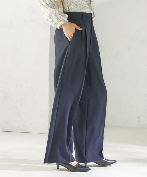 SHIPS(シップス)の「〈接触冷感 / UVカット〉Refinel セミ ワイド パンツ(セレモニー対応可)(その他パンツ・レディース・ベージュ系/アイボリー/ネイビー・40/38/36/34)」の4枚目の写真