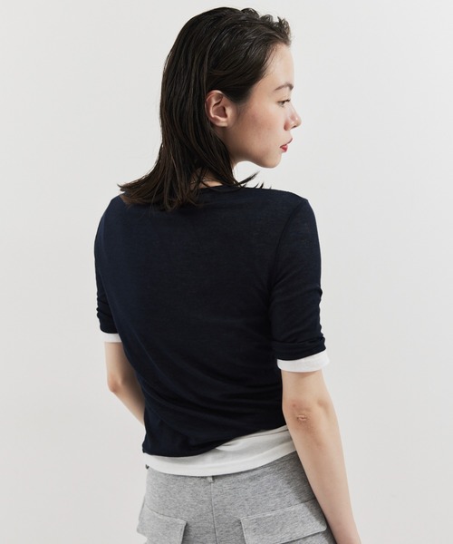 HANNE(アン)の「2PACKシアーハーフスリーブTEE(Tシャツ/カットソー・レディース・ブラック/ピンク/ホワイト/ブルー・FREE)」の8枚目の写真