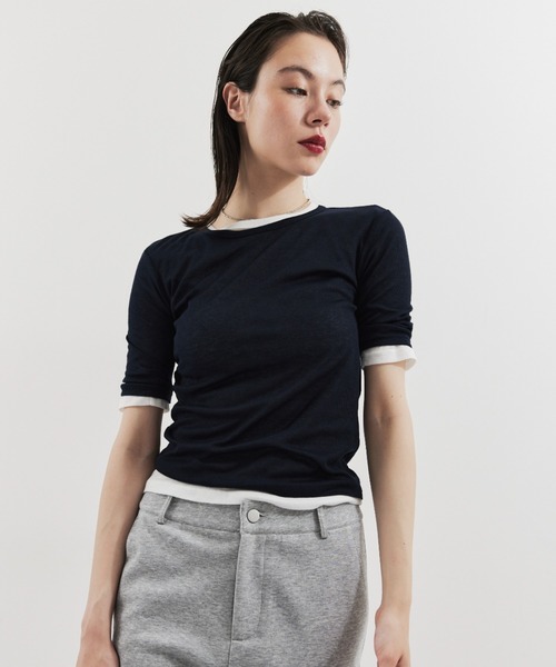 HANNE(アン)の「2PACKシアーハーフスリーブTEE(Tシャツ/カットソー・レディース・ブラック/ピンク/ホワイト/ブルー・FREE)」の9枚目の写真