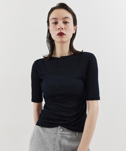 HANNE(アン)の「2PACKシアーハーフスリーブTEE(Tシャツ/カットソー・レディース・ブラック/ピンク/ホワイト/ブルー・FREE)」の10枚目の写真