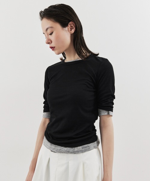 HANNE(アン)の「2PACKシアーハーフスリーブTEE(Tシャツ/カットソー・レディース・ブラック/ピンク/ホワイト/ブルー・FREE)」の15枚目の写真