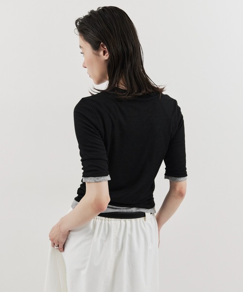 HANNE(アン)の「2PACKシアーハーフスリーブTEE(Tシャツ/カットソー・レディース・ブラック/ピンク/ホワイト/ブルー・FREE)」の16枚目の写真