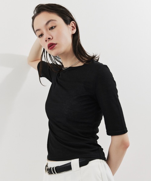 HANNE(アン)の「2PACKシアーハーフスリーブTEE(Tシャツ/カットソー・レディース・ブラック/ピンク/ホワイト/ブルー・FREE)」の18枚目の写真