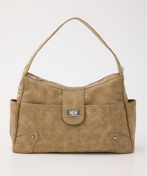 SLY（スライ）の「STUDS HORIZONTAL BAG スタッズホリゾンタルバッグ（ショルダーバッグ・レディース・ブルー系その他/ブラック/ベージュ・FREE）」の2枚目の写真