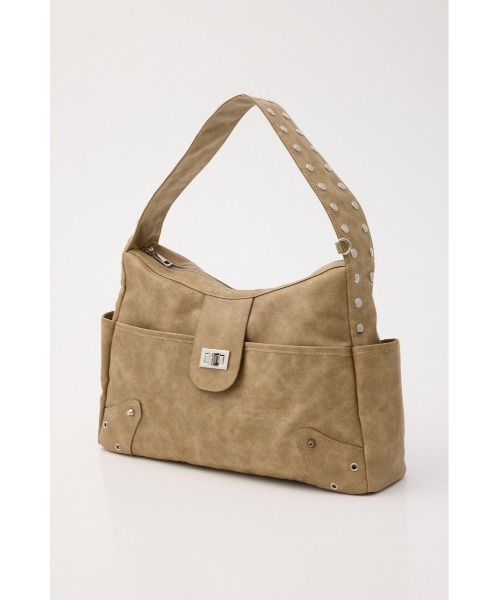 SLY（スライ）の「STUDS HORIZONTAL BAG スタッズホリゾンタルバッグ（ショルダーバッグ・レディース・ブルー系その他/ブラック/ベージュ・FREE）」の4枚目の写真