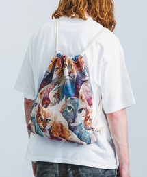 Revo.（レボ）の「Revo. ヴィンテージライク ゴブラン織り アニマル キャット 猫柄 ナップサック（バックパック/リュック）」