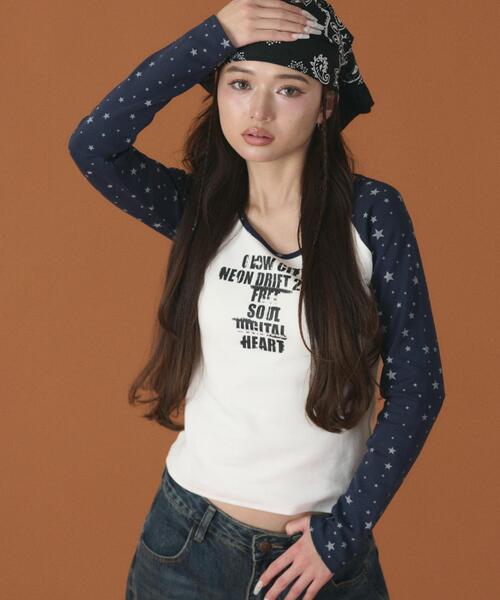 dispark（ディスパーク）の「DISPARK/【26年春夏新作】スターラグランロゴトップ（Tシャツ/カットソー・レディース・ネイビー/チャコールグレー・FREE）」の8枚目の写真