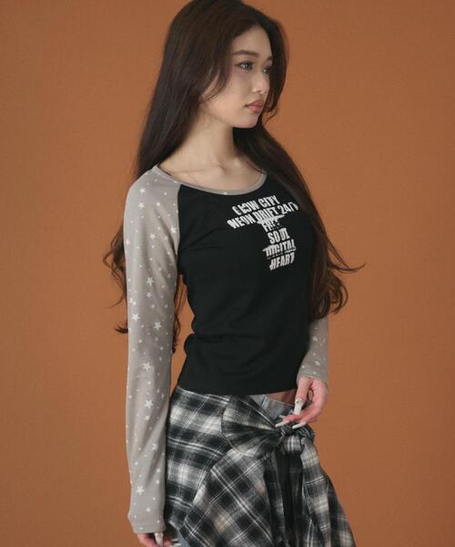 dispark（ディスパーク）の「DISPARK/【26年春夏新作】スターラグランロゴトップ（Tシャツ/カットソー・レディース・ネイビー/チャコールグレー・FREE）」の6枚目の写真