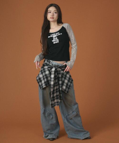 dispark（ディスパーク）の「DISPARK/【26年春夏新作】スターラグランロゴトップ（Tシャツ/カットソー・レディース・ネイビー/チャコールグレー・FREE）」の7枚目の写真