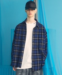 UNISEX》Destroy Damage Prime-Over Ombre Check Short Sleeve Shirt